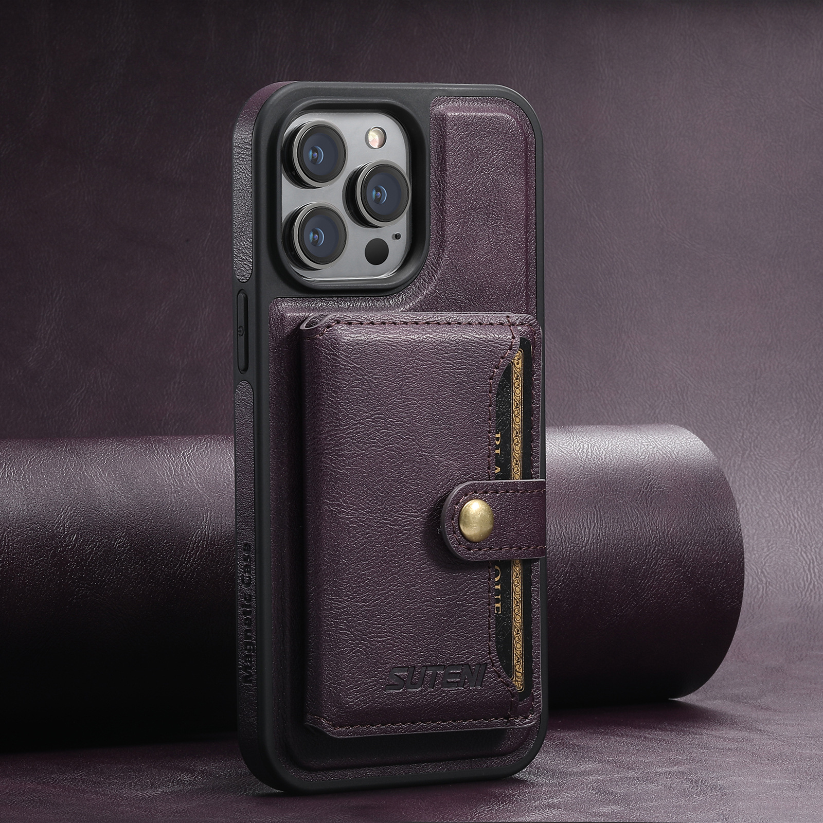 Leather Business Magsafe Card Wallet Mobile Phone Case for iPhone