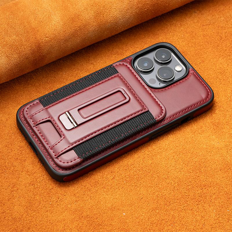 Luxury Leather Business Magsafe Bracket Mobile Phone Case for iPhone