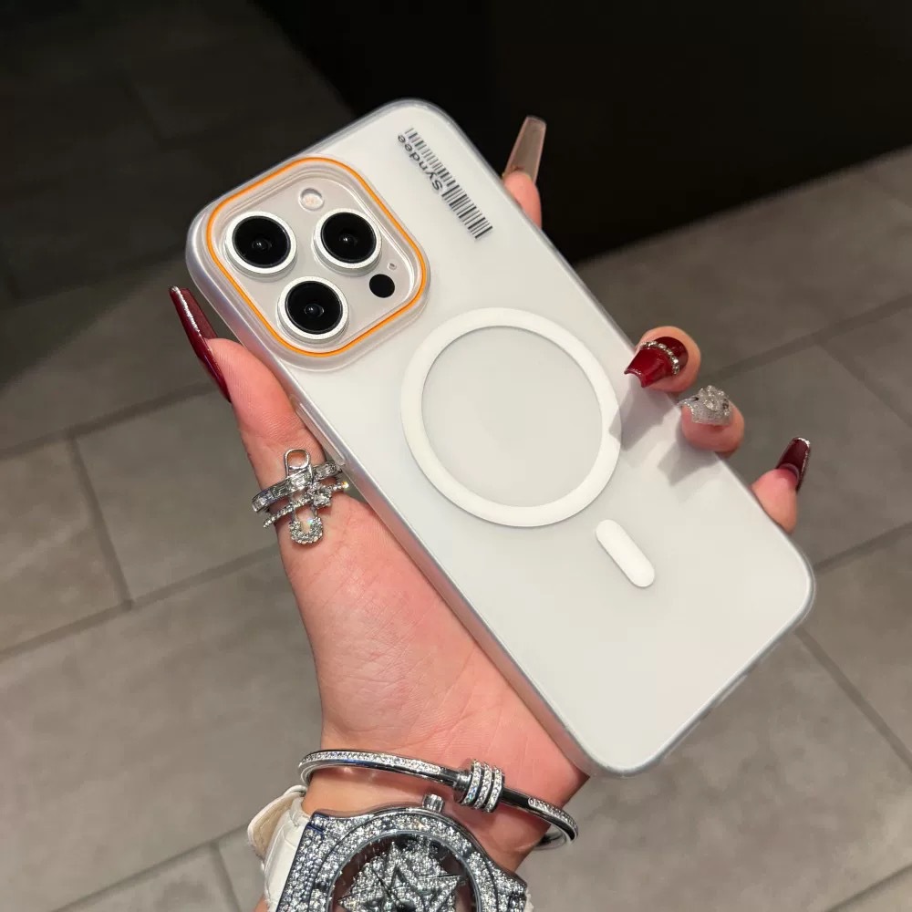 Acrylic Four-corner Anti-fall Creative Gyro Rotating Bracket Magsafe Mobile Phone Case for Apple iPhone