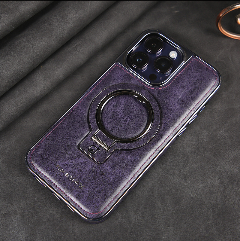 Leather Business Magsafe Bracket Mobile Phone Case for iPhone