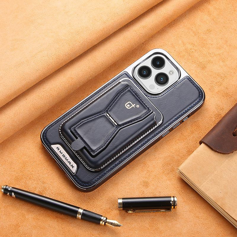Leather Business Magsafe Bracket Mobile Phone Case for iPhone