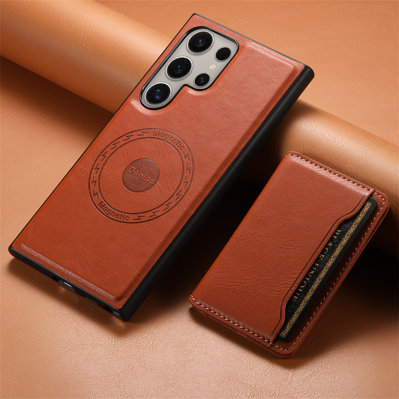Leather Card Wallet Magsafe Mobile Phone Case for Samsung Galaxy S