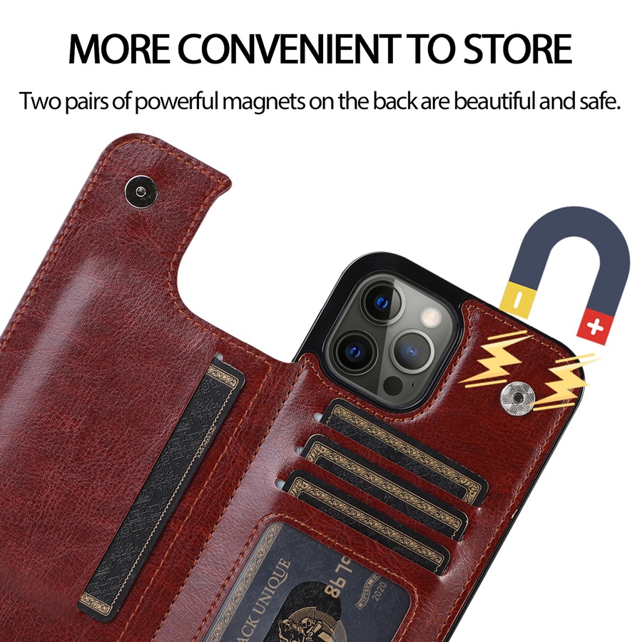 Leather Card Wallet Mobile Phone Case for iPhone
