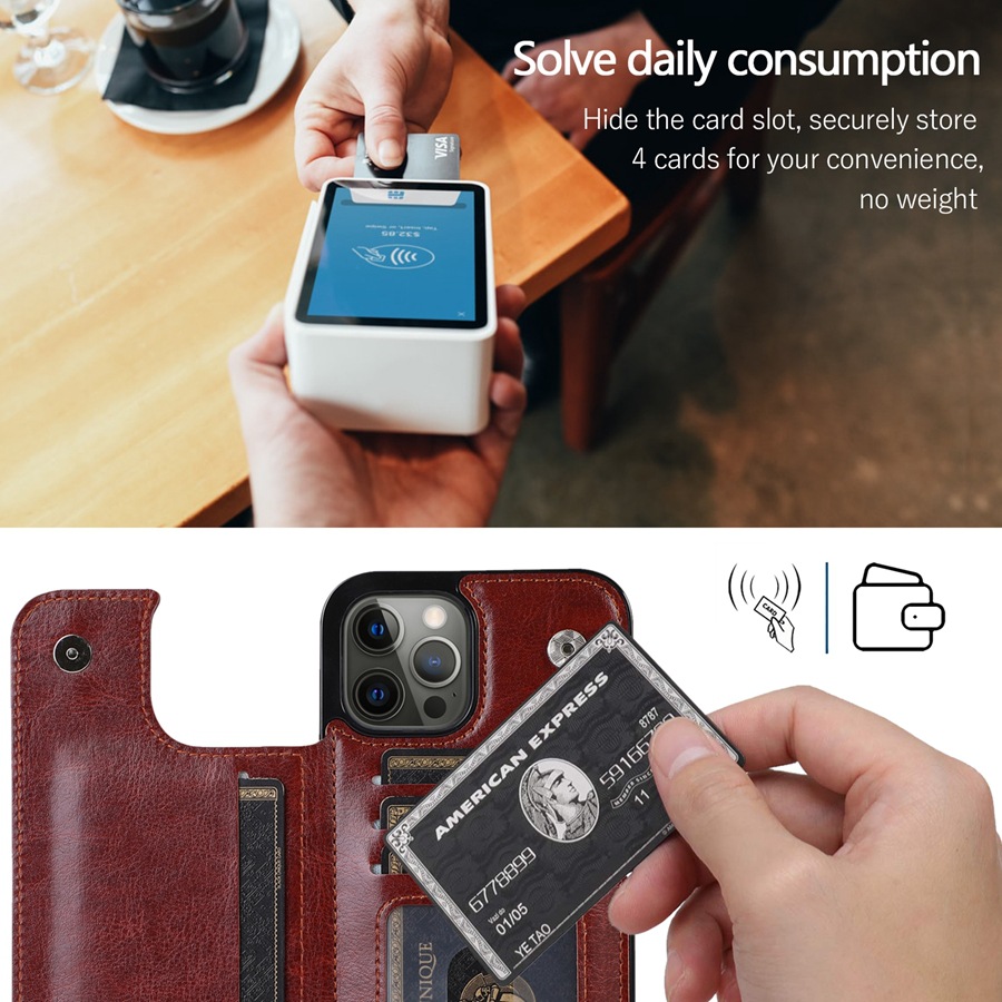 Leather Card Wallet Mobile Phone Case for iPhone