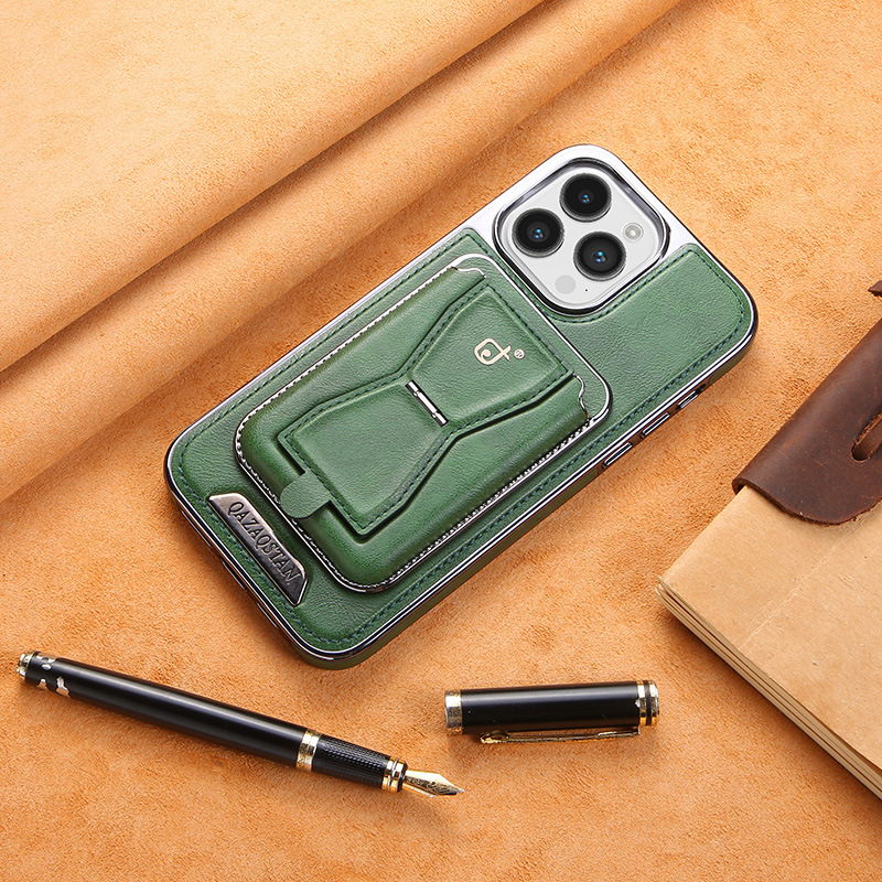 Leather Business Magsafe Bracket Mobile Phone Case for iPhone