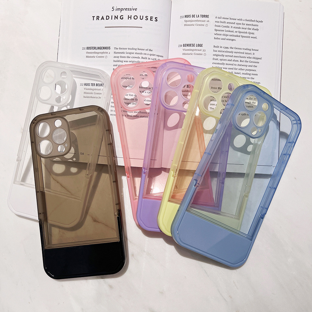 Transparent Silicon Bracket Mobile Phone Case for Apple iPhone