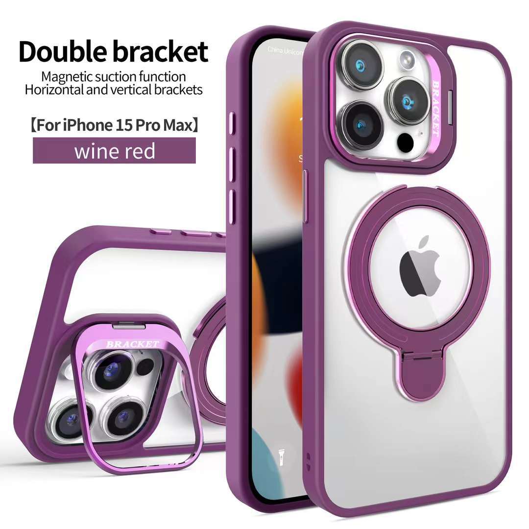Fashion Magsafe Double Bracket Mobile Phone Case for Apple iPhone
