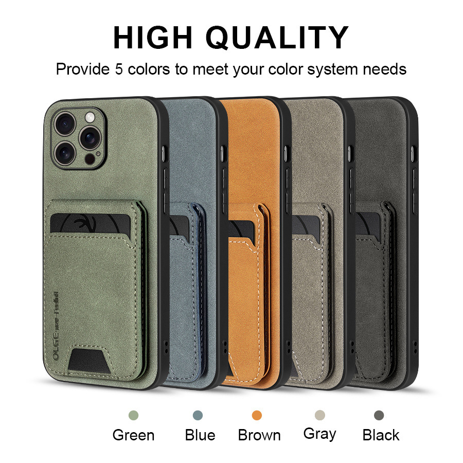 Leather Business Card Wallet Mobile Phone Case for iPhone