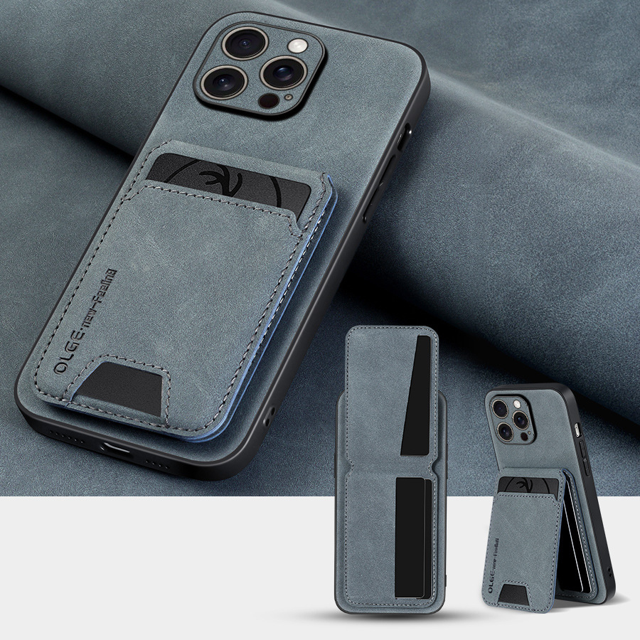 Leather Business Card Wallet Mobile Phone Case for iPhone