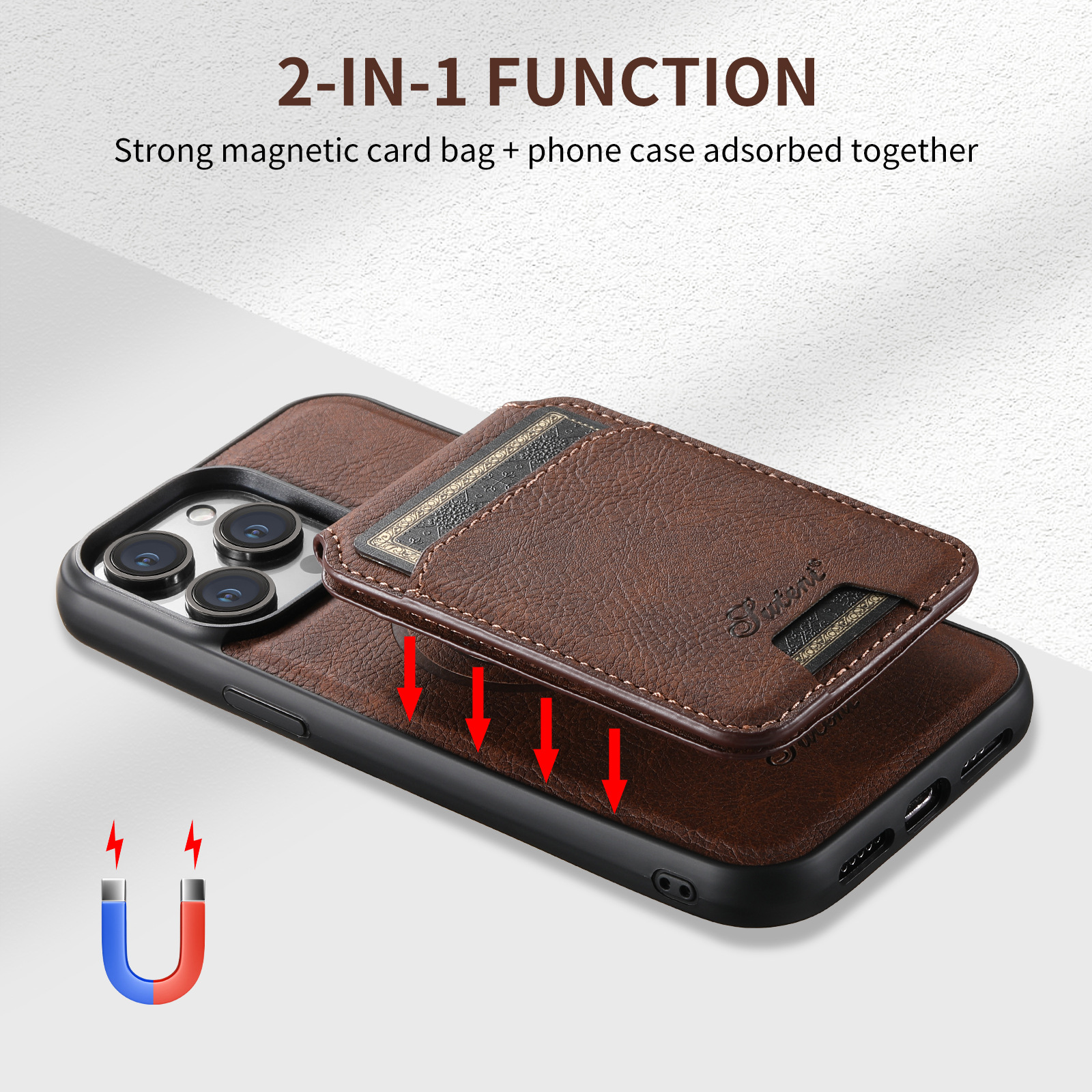 Luxury Leather Business Magsafe Card Wallet Mobile Phone Case for Apple iPhone