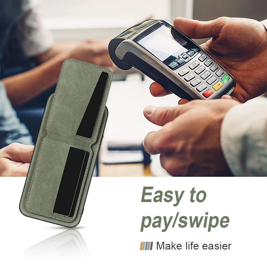 Leather Business Card Wallet Mobile Phone Case for iPhone