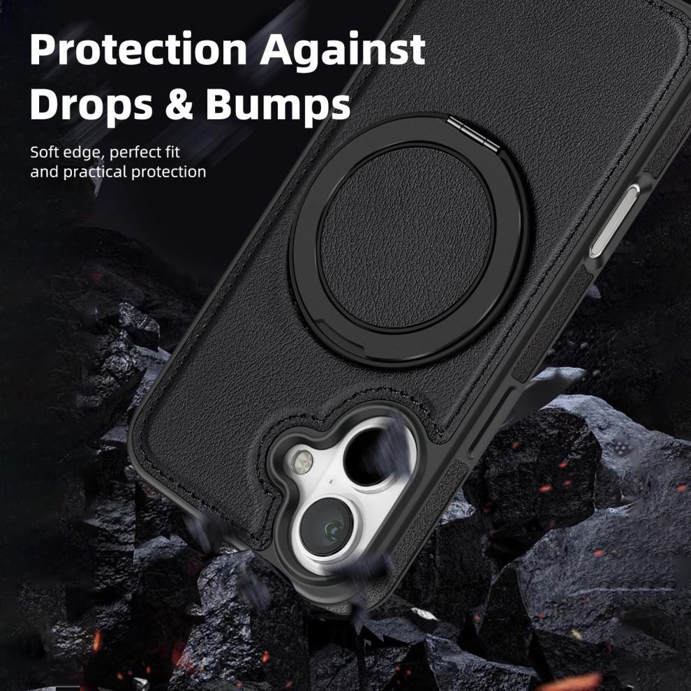 Luxury Leather Business Magsafe Bracket Mobile Phone Case for Apple iPhone