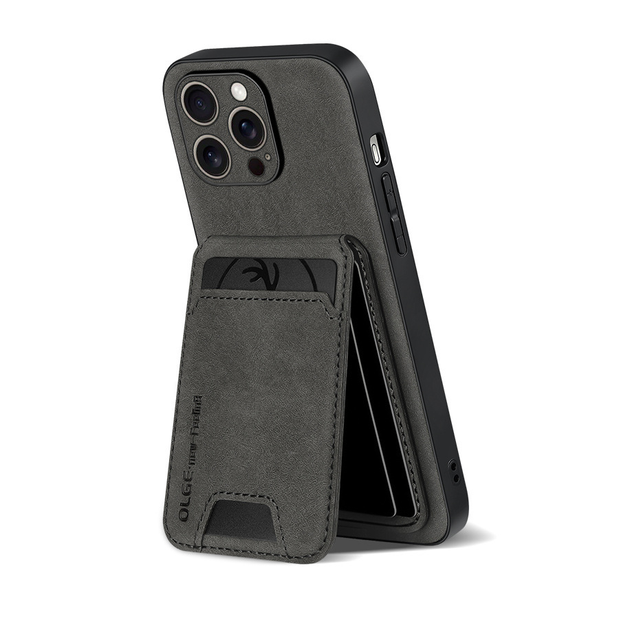 Leather Business Card Wallet Mobile Phone Case for iPhone
