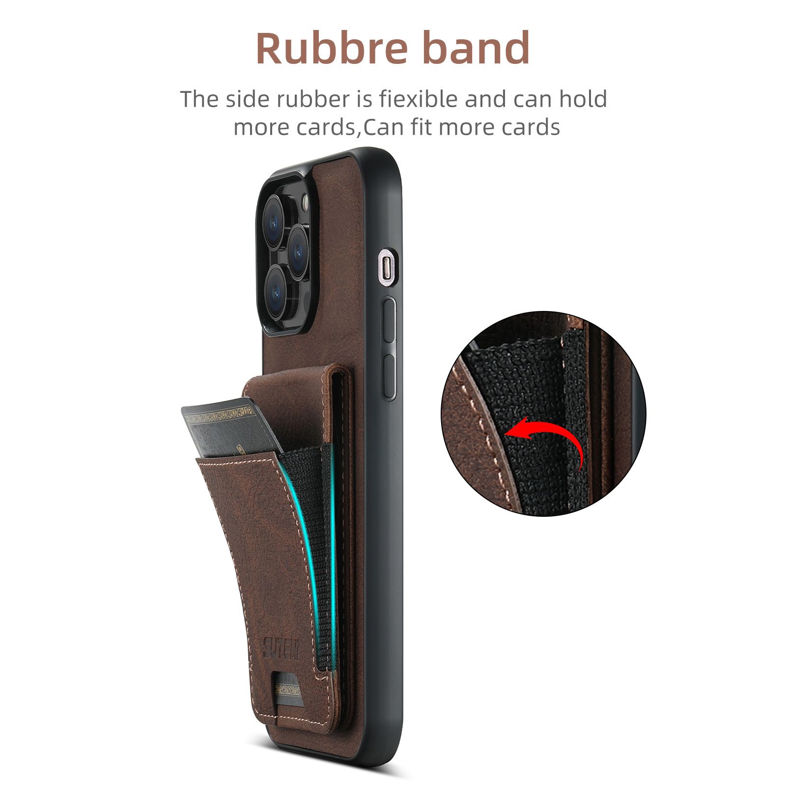 Luxury Leather Business Card Wallet Mobile Phone Case for Apple iPhone