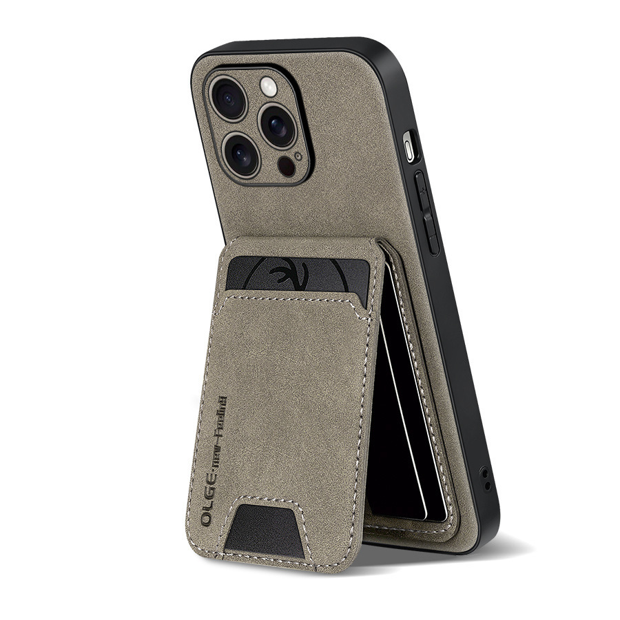 Leather Business Card Wallet Mobile Phone Case for iPhone