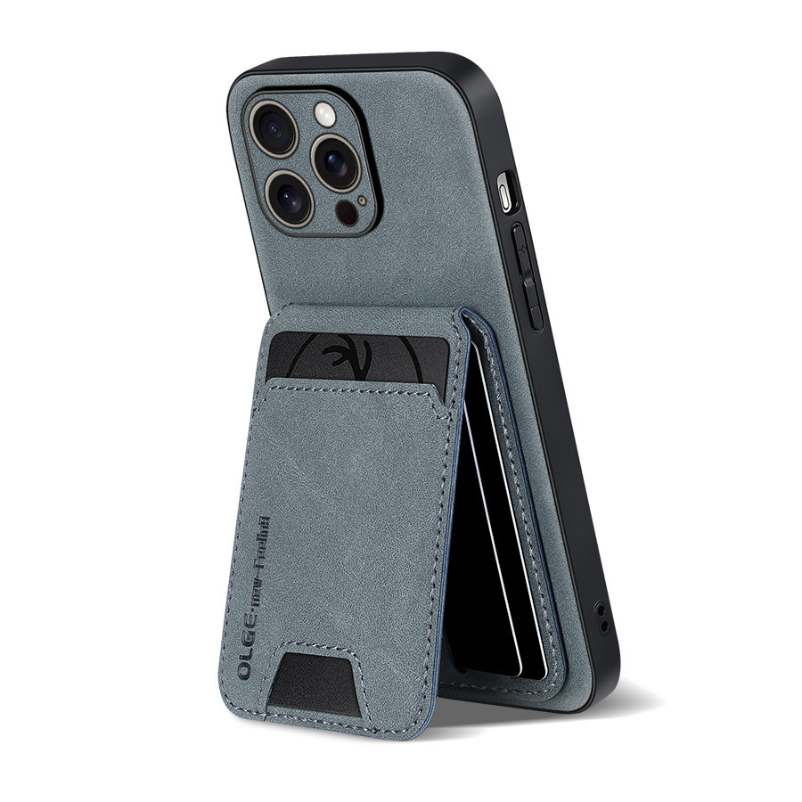 Leather Business Card Wallet Mobile Phone Case for iPhone