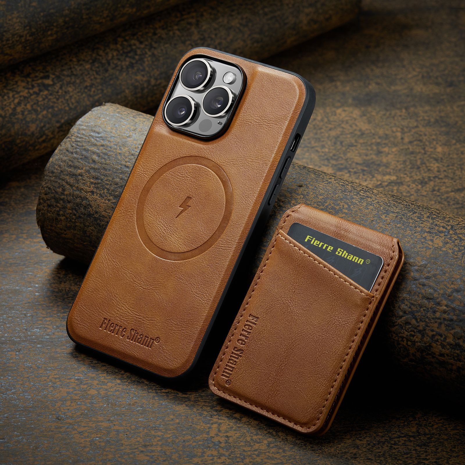 Luxury Leather Business Magsafe Card Wallet Mobile Phone Case for Apple iPhone
