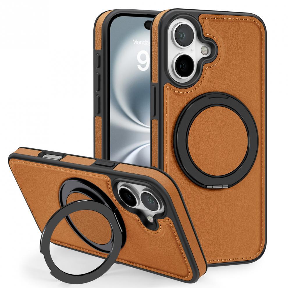 Luxury Leather Business Magsafe Bracket Mobile Phone Case for Apple iPhone