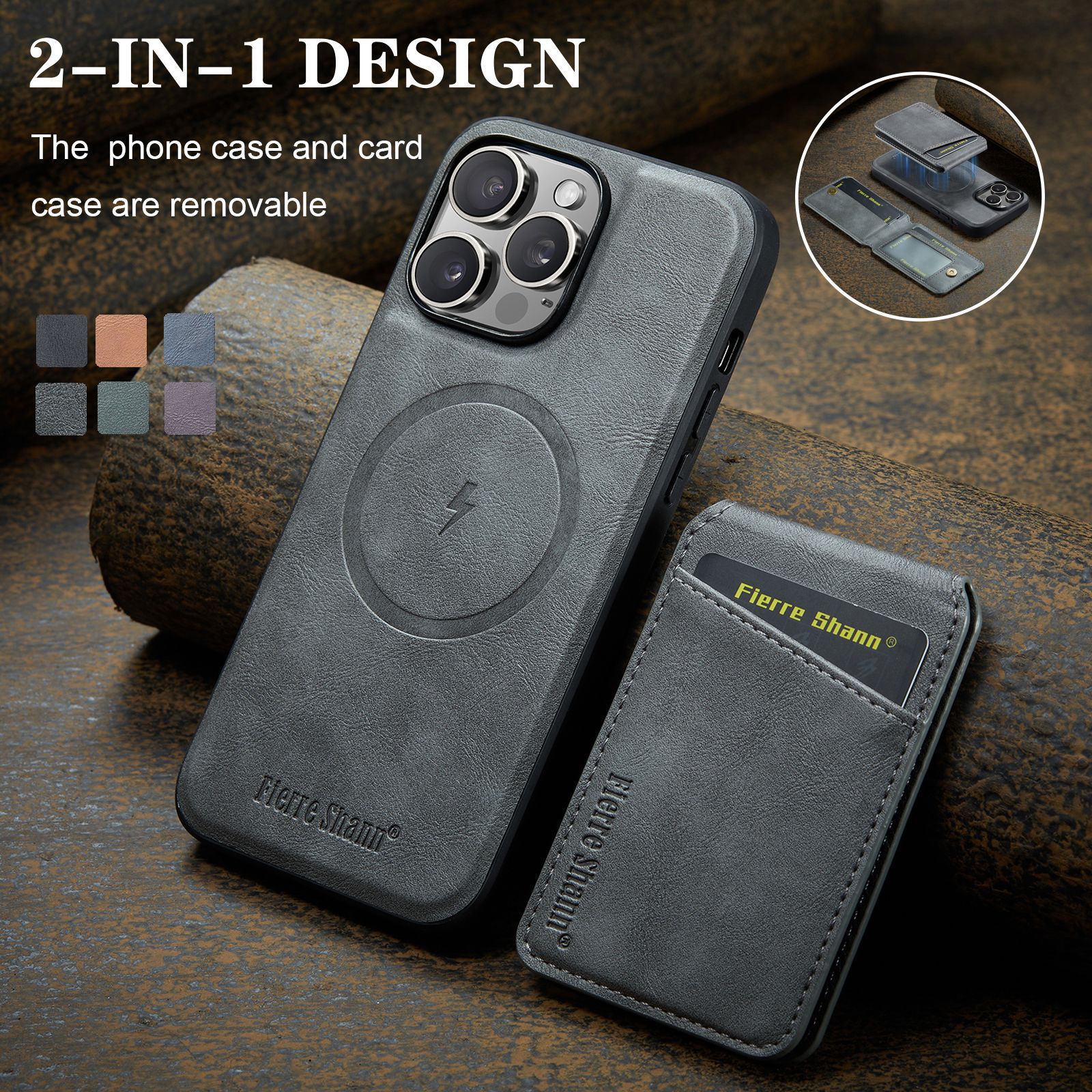 Luxury Leather Business Magsafe Card Wallet Mobile Phone Case for Apple iPhone