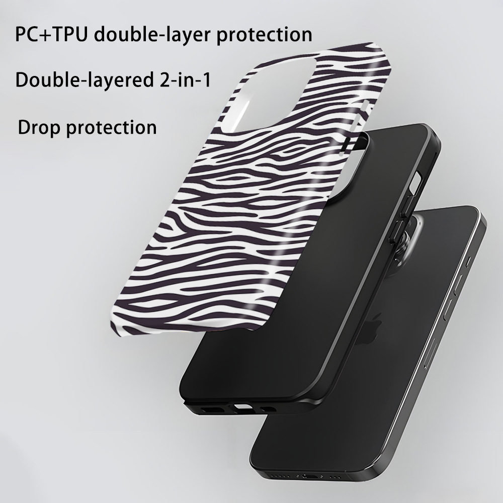 Foreign trade burst zebra print phone case IP16pm new film shell 2-in-1 15Promax phone case 13pm