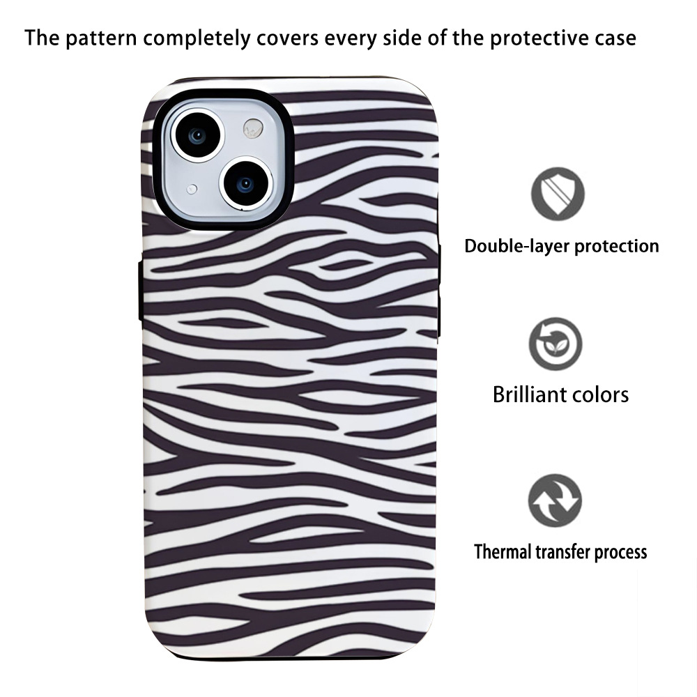 Foreign trade burst zebra print phone case IP16pm new film shell 2-in-1 15Promax phone case 13pm