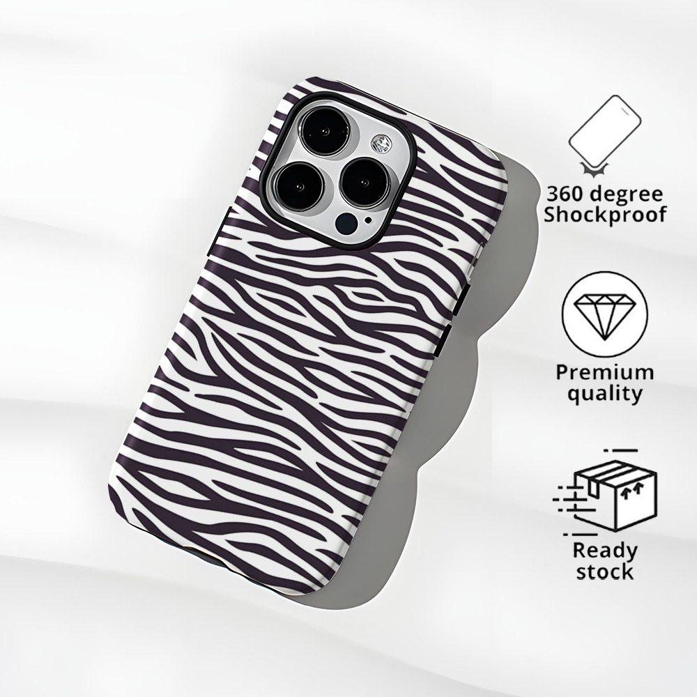 Foreign trade burst zebra print phone case IP16pm new film shell 2-in-1 15Promax phone case 13pm