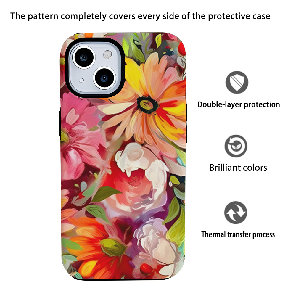 Amazon's latest watercolor floral phone case 14Promax 2-in-1 Film case for Apple 13pm retro