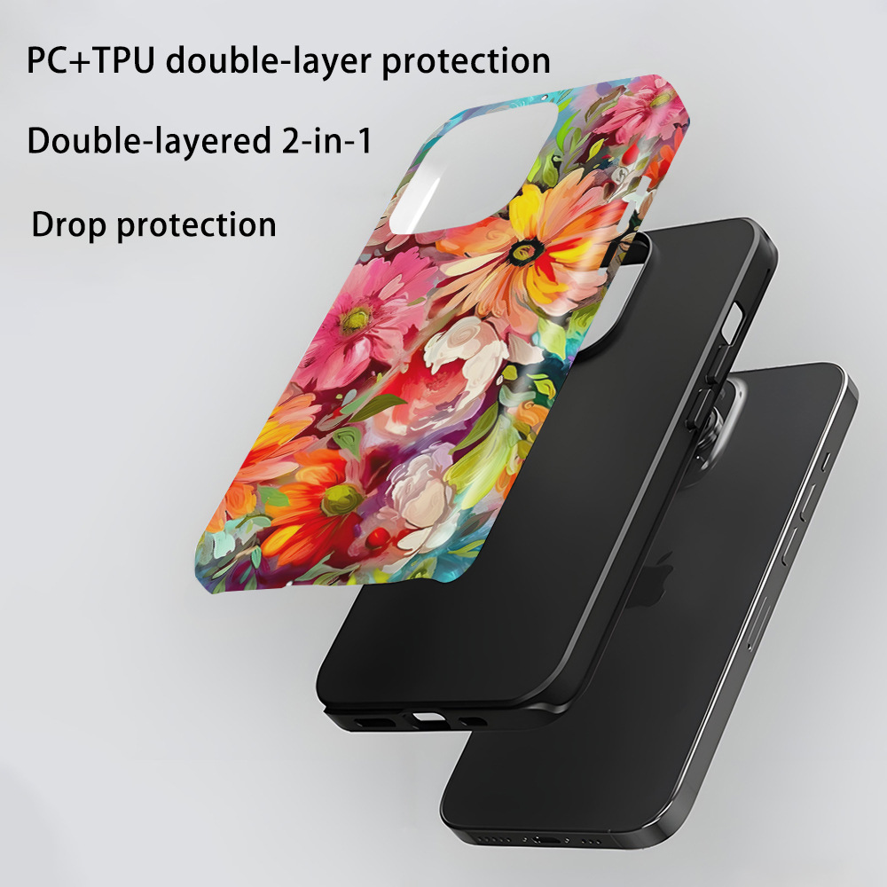 Amazon's latest watercolor floral phone case 14Promax 2-in-1 Film case for Apple 13pm retro