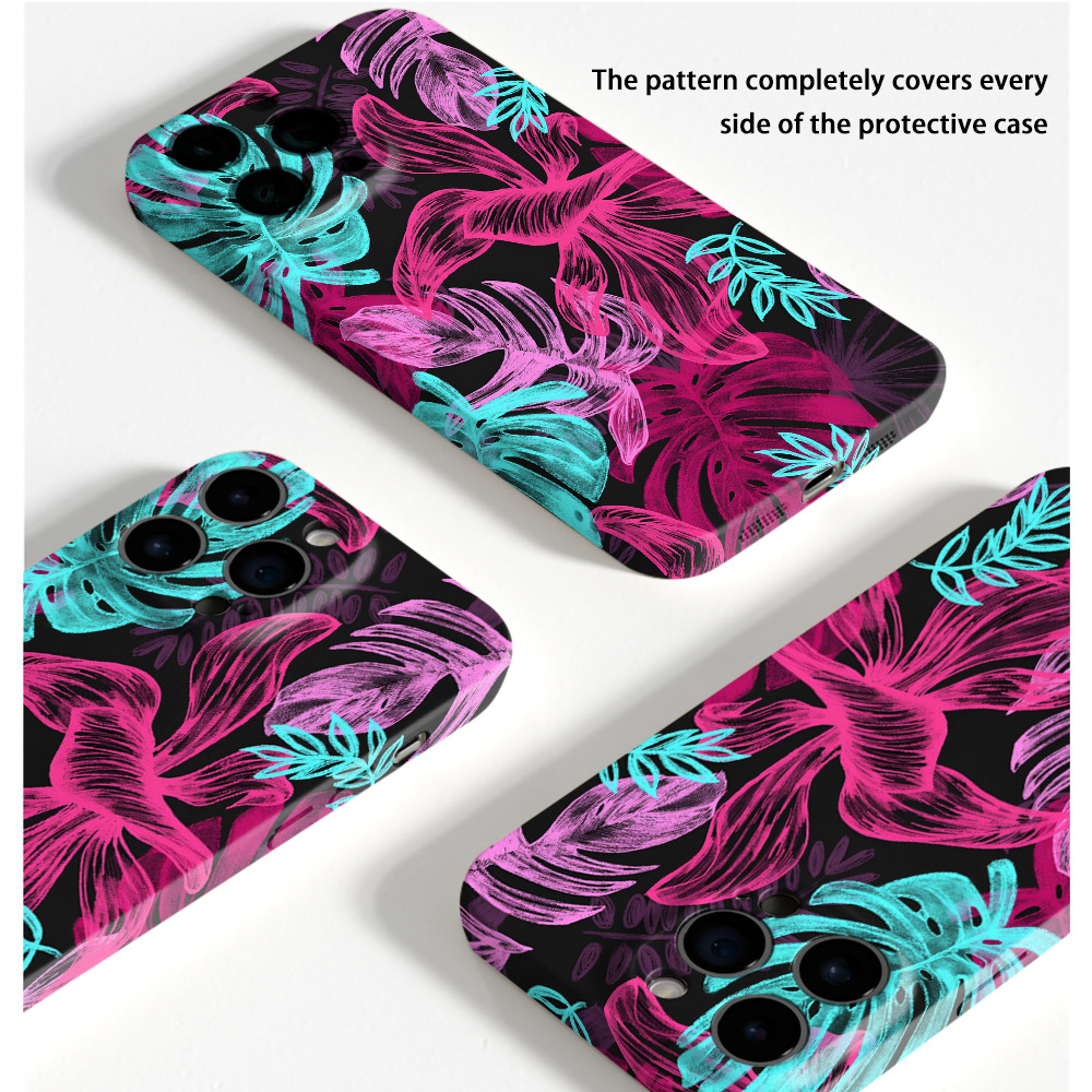 Independent station explosion illustration plant mobile phone case Apple 15pm full package precision hole iPhone13 mobile phone cover film shell