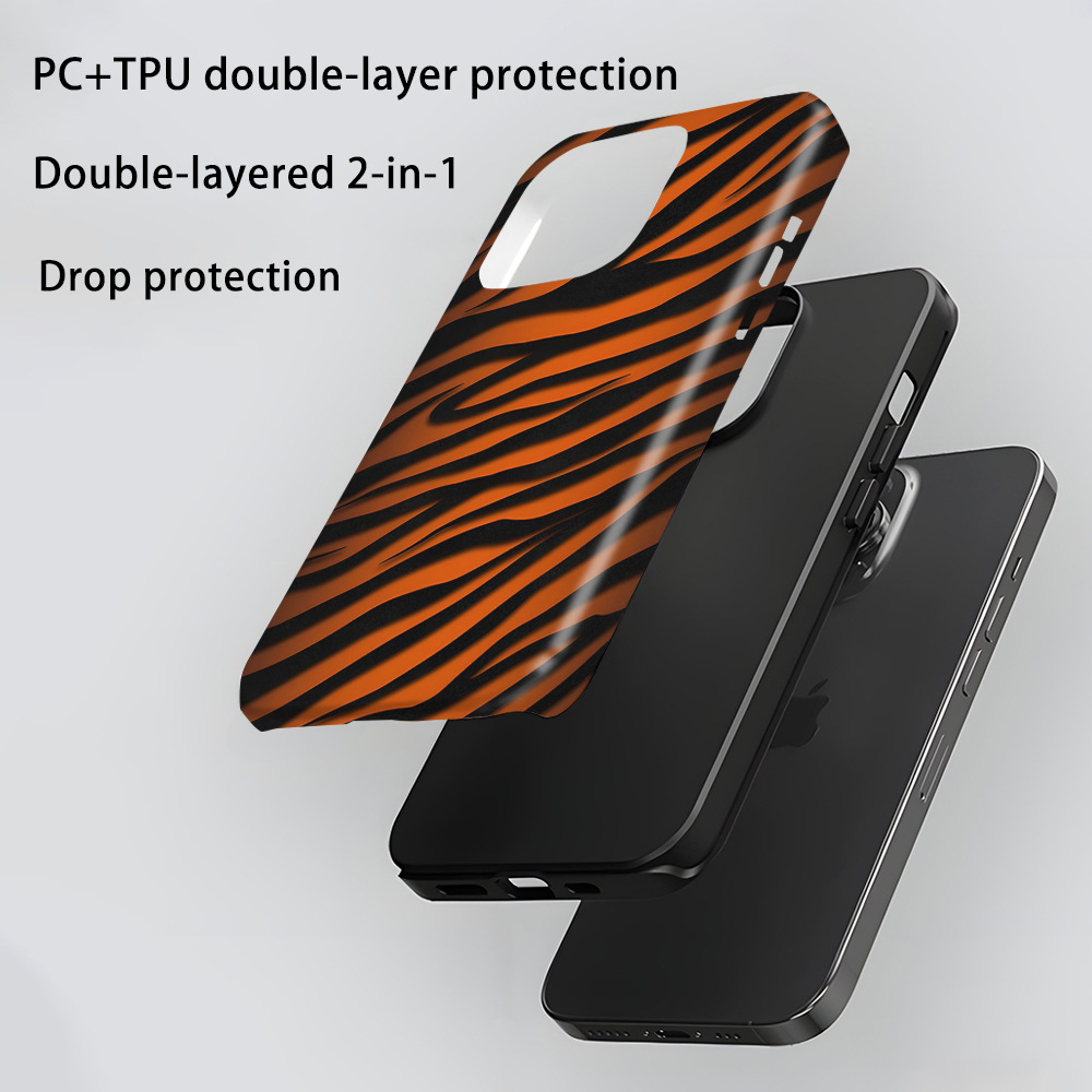 Cross-border Tiger Print Art style phone case for iPhone11Promax 2-in-1 film case 13pm phone case