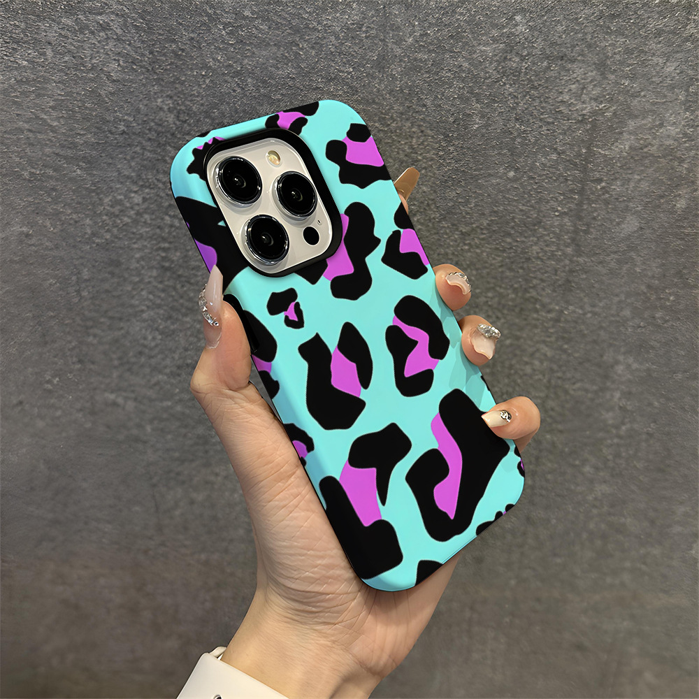 Mint green color leopard print film shell Apple 15Pro phone case 11Pro for IP13 cross-border explosive 12pm