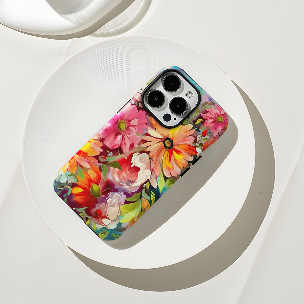 Amazon's latest watercolor floral phone case 14Promax 2-in-1 Film case for Apple 13pm retro
