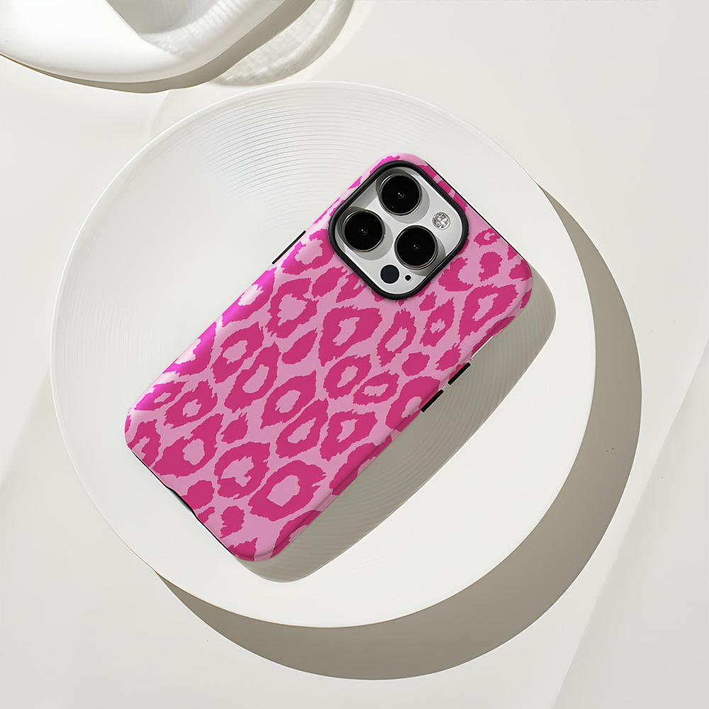Rose Red Leopard Printed Phone Case for Apple iPhone
