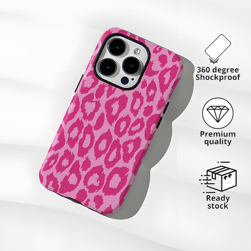 Rose Red Leopard Printed Phone Case for Apple iPhone