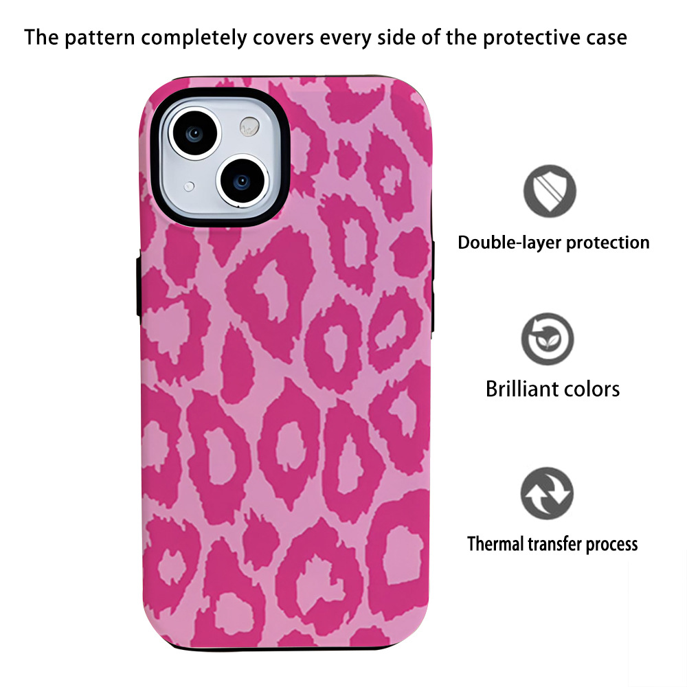 Rose Red Leopard Printed Phone Case for Apple iPhone