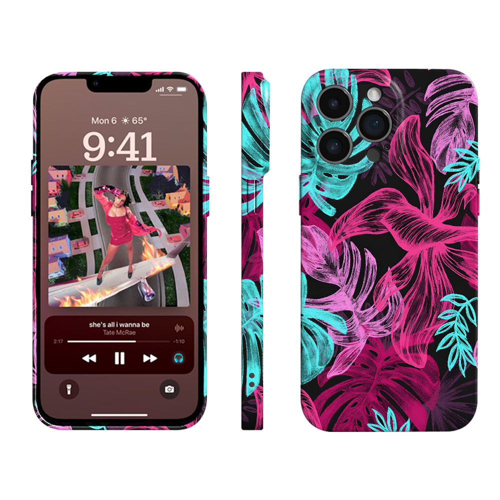 Independent station explosion illustration plant mobile phone case Apple 15pm full package precision hole iPhone13 mobile phone cover film shell