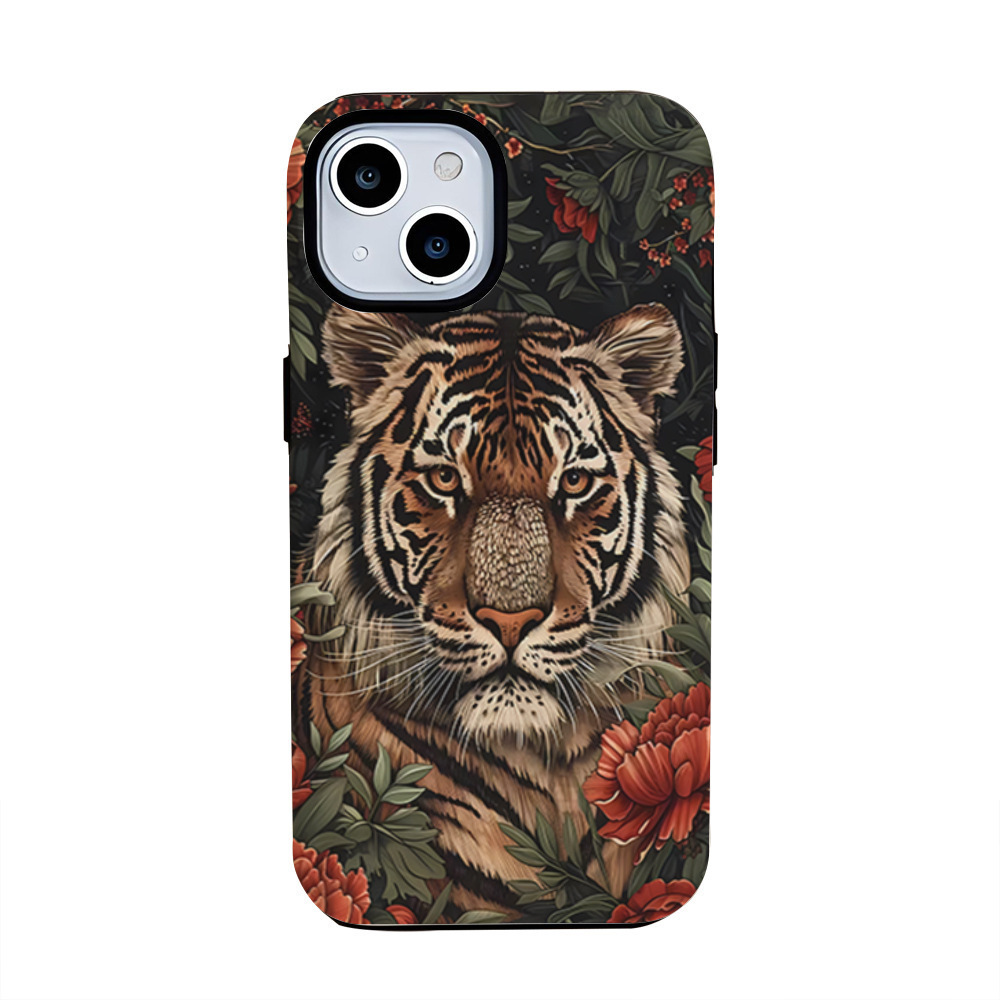 Creative Tiger Apple 15promax phone case iPhone14 Art 13Pro Double Film 16 drop case