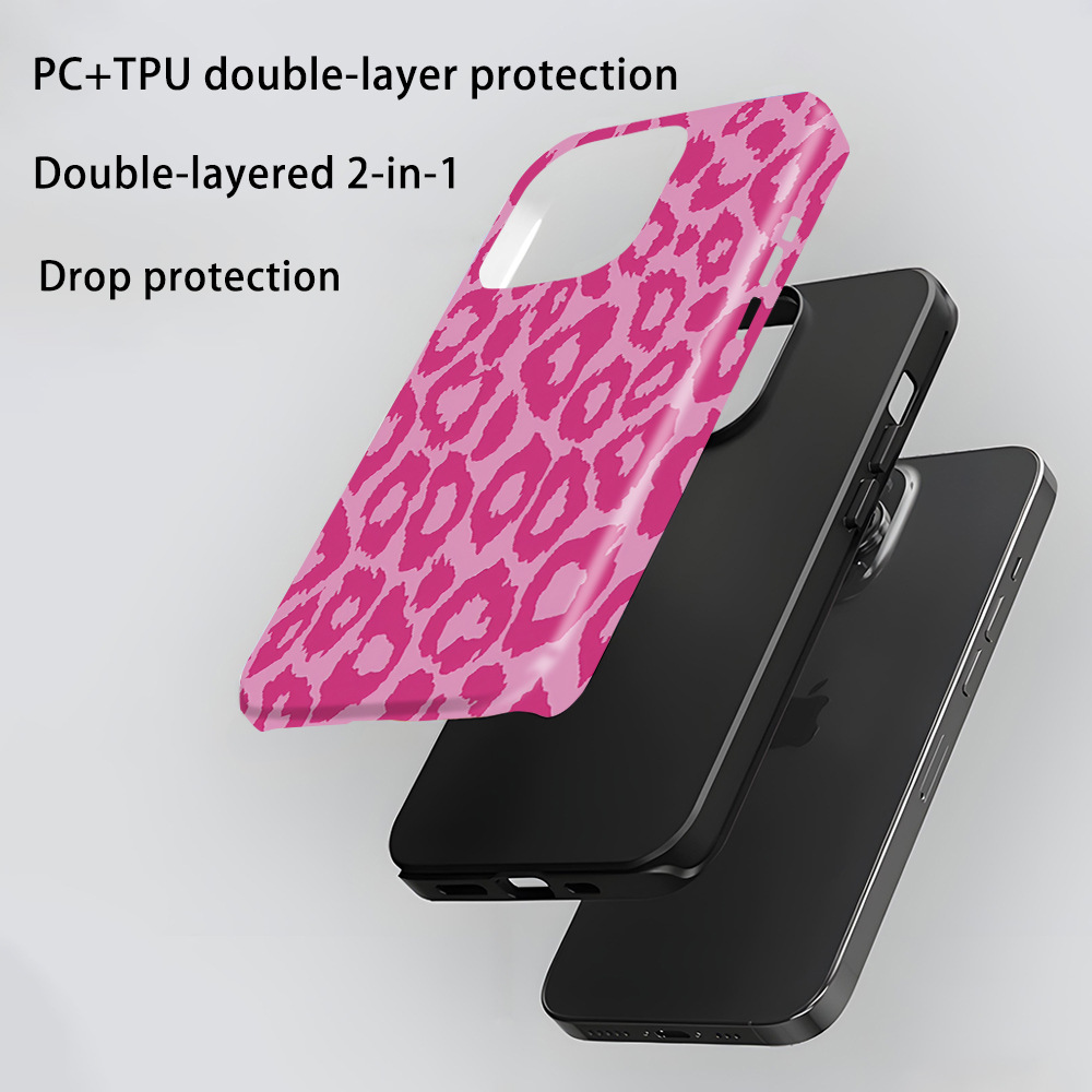 Rose Red Leopard Printed Phone Case for Apple iPhone