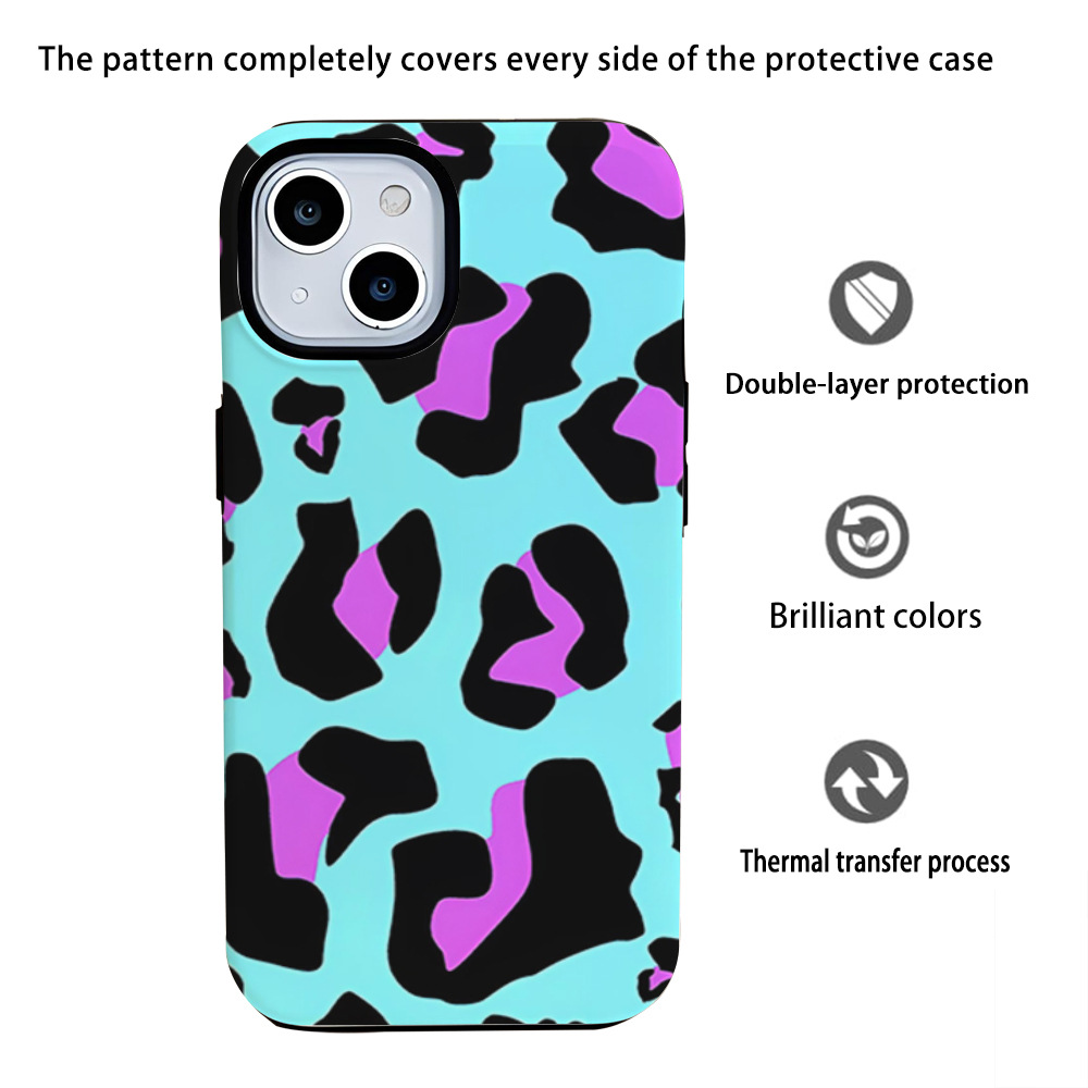 Mint green color leopard print film shell Apple 15Pro phone case 11Pro for IP13 cross-border explosive 12pm