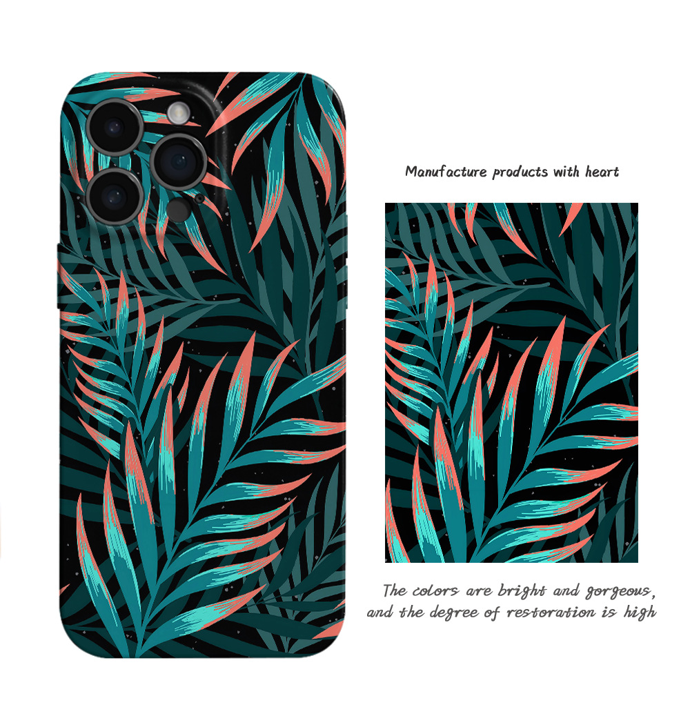 Independent station explosion illustration plant mobile phone case Apple 15pm full package precision hole iPhone13 mobile phone cover film shell