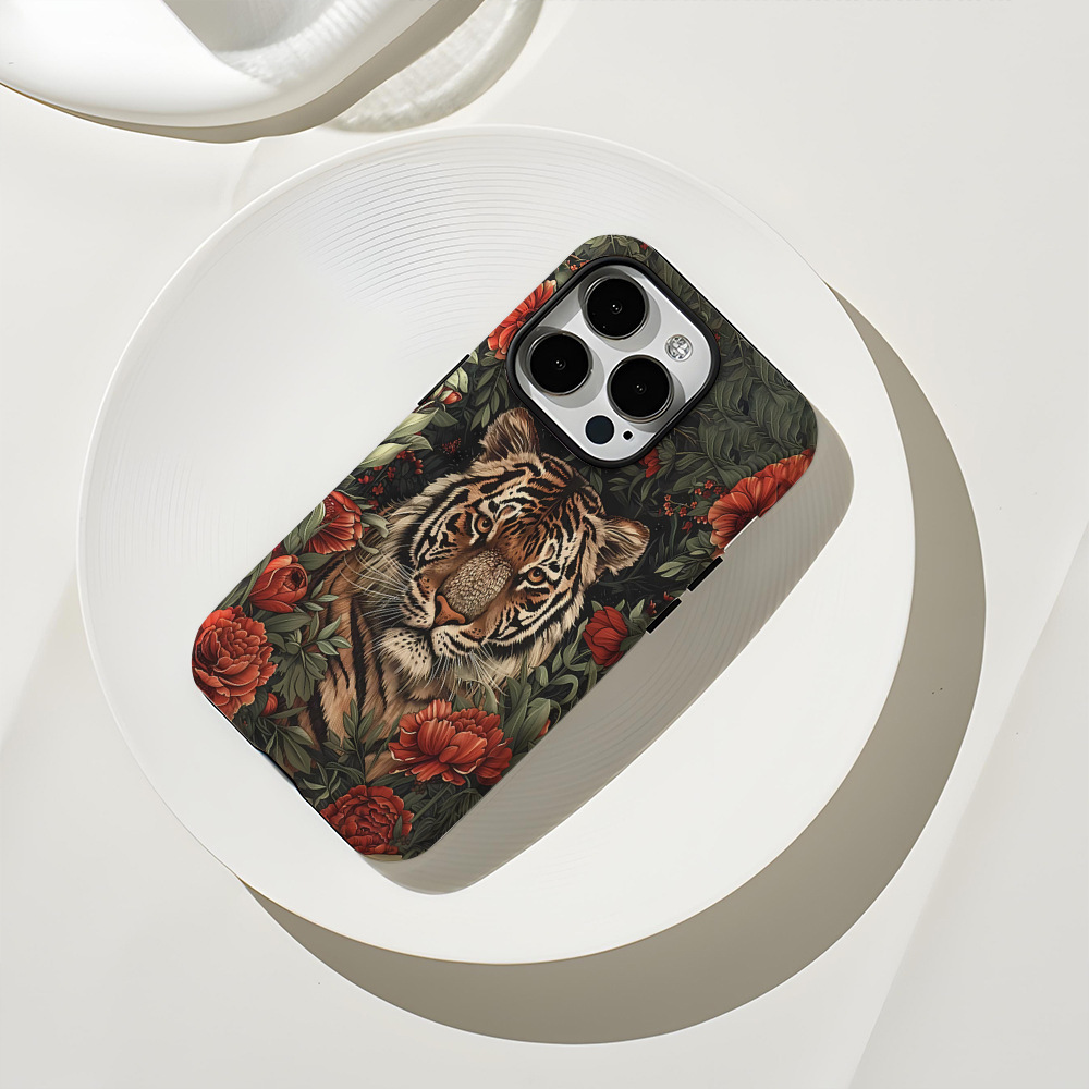 Creative Tiger Apple 15promax phone case iPhone14 Art 13Pro Double Film 16 drop case