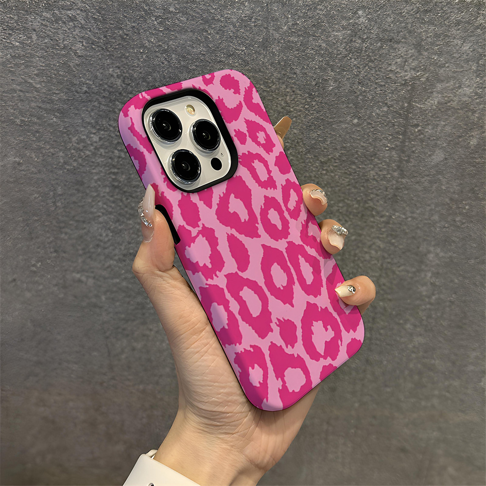 Rose Red Leopard Printed Phone Case for Apple iPhone