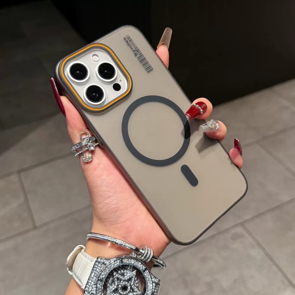 Acrylic Four-corner Anti-fall Creative Gyro Rotating Bracket Magsafe Mobile Phone Case for Apple iPhone