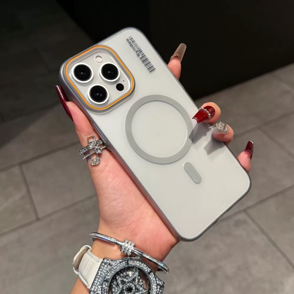 Acrylic Four-corner Anti-fall Creative Gyro Rotating Bracket Magsafe Mobile Phone Case for Apple iPhone