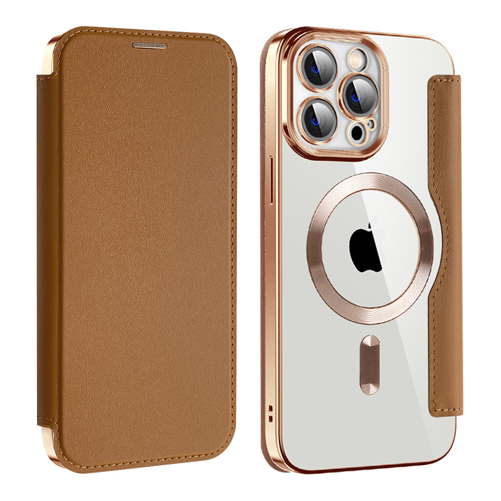 Leather Wallet Magsafe Bracket Mobile Phone Case for Apple iPhone