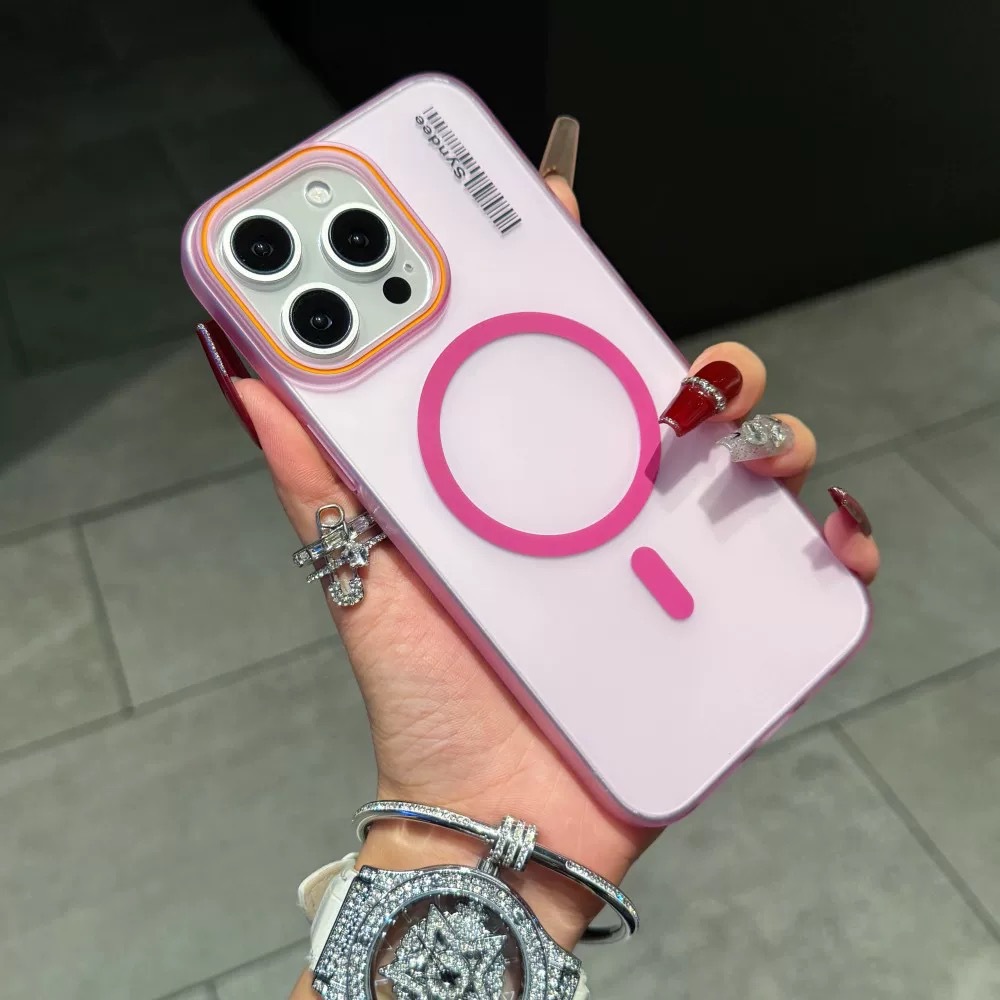 Acrylic Four-corner Anti-fall Creative Gyro Rotating Bracket Magsafe Mobile Phone Case for Apple iPhone
