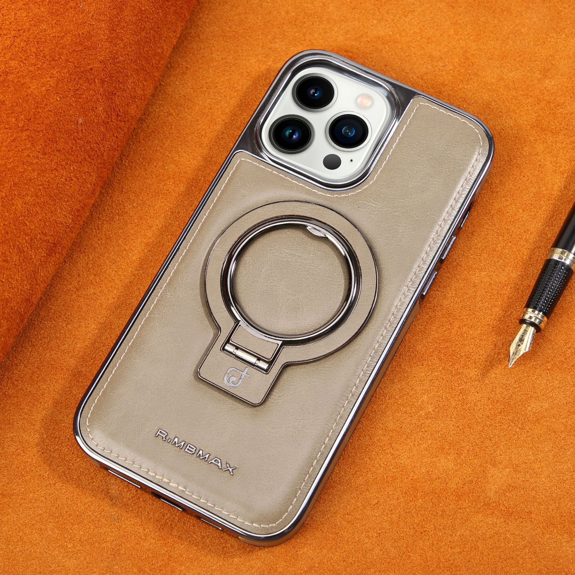 Leather Business Magsafe Bracket Mobile Phone Case for iPhone