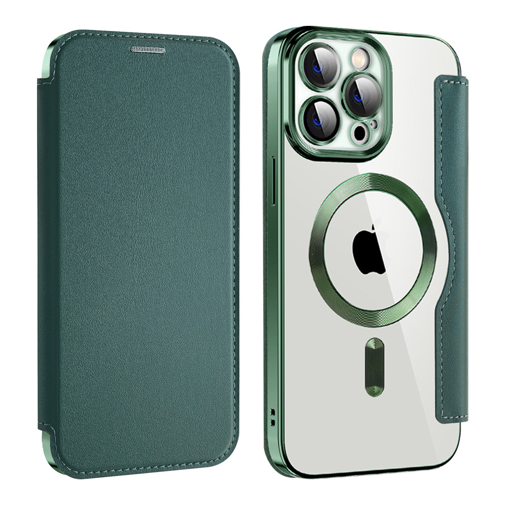 Leather Wallet Magsafe Bracket Mobile Phone Case for Apple iPhone