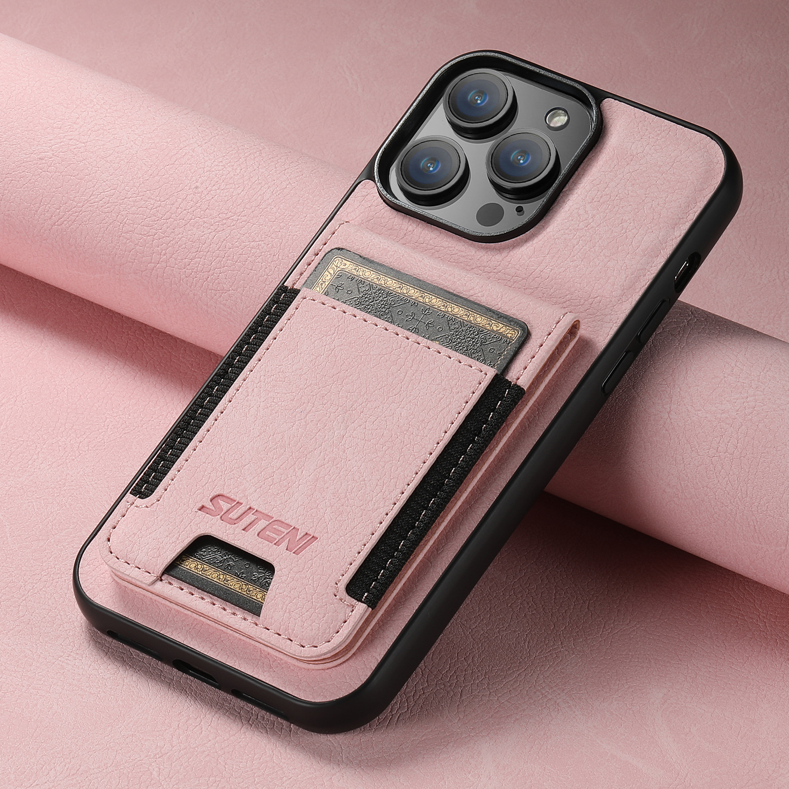 Luxury Leather Business Card Wallet Mobile Phone Case for Apple iPhone