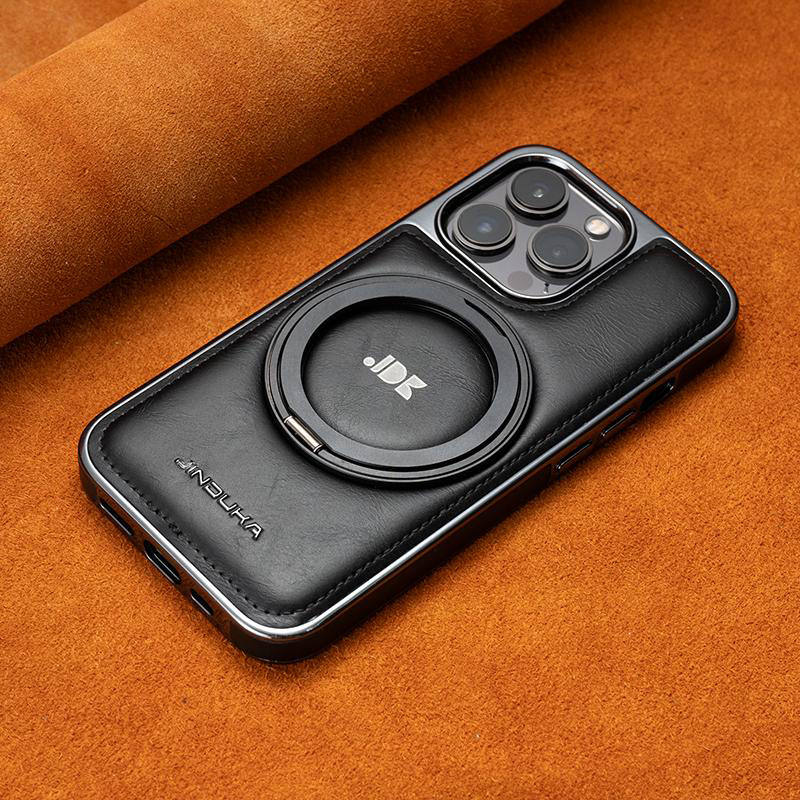 Luxury Leather Business Magsafe Bracket Mobile Phone Case for iPhone